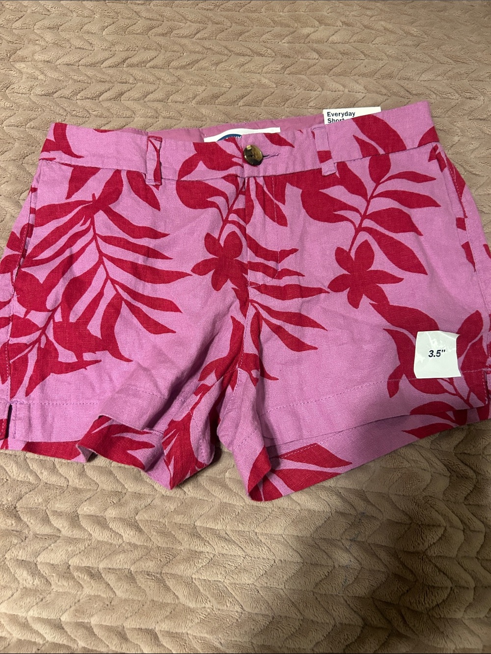Old Navy Pink Shorts with Red Floral Print